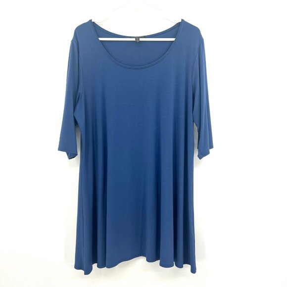 Eileen Fisher Blue Jersey Knit Half Sleeve Top Women's 1X - Picture 1 of 6